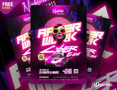 Free Flyer | After Work Weekend Party Flyer PSD dj party flyer flyer psd free free flyer free psd graphic design party poster poster design psd psd flyer ui weekend party