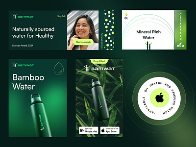 Bamwat Website - Moodbaord app bottle colourful ui creative website green color green website mineral modern design ui web design web3