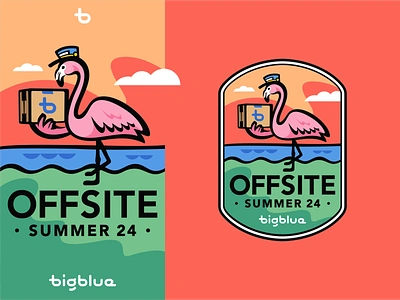 Offsite summer 24 adventure badge bird branding delivery design flamingo font graphic design icon set illustration landscape letter offsite postage resort summer travel typo vector