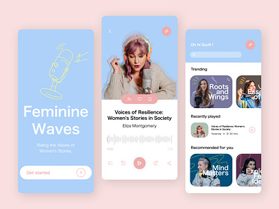 Podcast Mobile App app female femaleempowerment mobileapp podcast ui ux womenintech