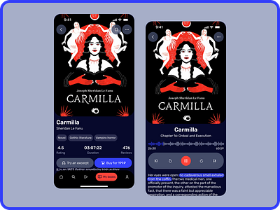 Audiobook app app app design audiobook audiobook app book app ebook app ios design mobile mobile interface player design podcast app product design reading app ui ui design uiux user interface ux ux design