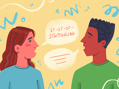 Stuttering character conversation design graphics illustration modern people procreate speak speech stuttering
