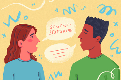 Stuttering character conversation design graphics illustration modern people procreate speak speech stuttering