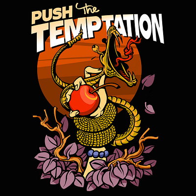 push the temptation apple eve illustration snake temptation vector