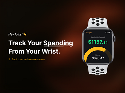 Budget Watch App apple watch budget dark darkdesign darkmode design designer expance figma figmadesign ui uidesign visual design watch