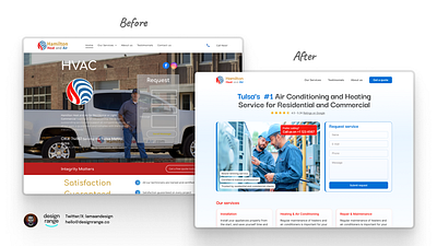 Air conditioning & heating services website (before and after) product design ui web design