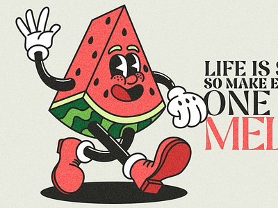 Wallace the Watermelon character design design drawing illustration quote rubber hose typography