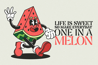 Wallace the Watermelon character design design drawing illustration quote rubber hose typography