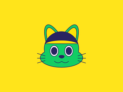 Green Kawaii branding cat character design digital ear editorial eye fresh green head icon illustration japan kawaii logo mascot rabbit vector yellow