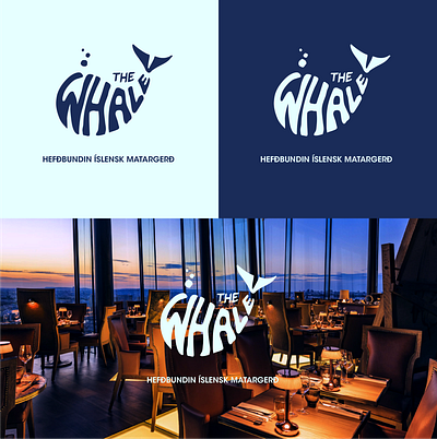 THE WALE RESTAURANT branding design food illustrator logo logotype photoshop restaurant whale