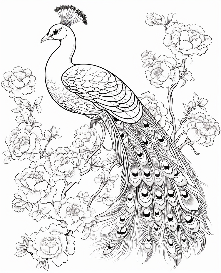 High-Quality Peacock Coloring Page by Imagella LLC on Dribbble