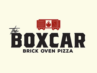 The Boxcar Primary Logo boxcar branding brick oven design graphic design identity illustration logo mark pizza pub train