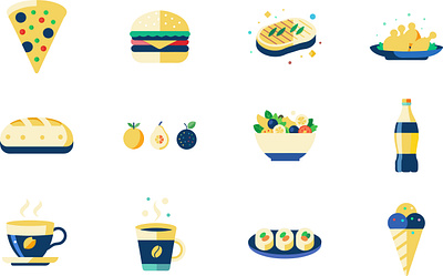 Food and Beverage iIcons Set clolorfullicon flatdesign icon illustration minimalist ui