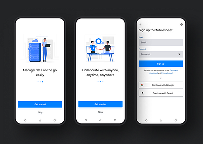 Onboarding & Signup screen ui