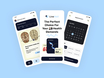 LiveWell - A HealthCare App app design health healthapp prototype ui uiux website wire wireframe