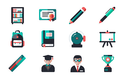 Modern School and Education Icons Set academic button education graphic design icon school ui