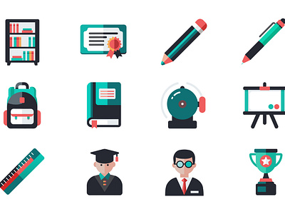 Modern School and Education Icons Set academic button education graphic design icon school ui