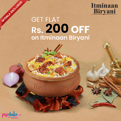 Itminaan Biryani branding graphic design ui