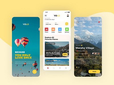 YOLO - because you only live once animation app design design mobile app mockup prototype travel travel app ui ui ux ux wireframe