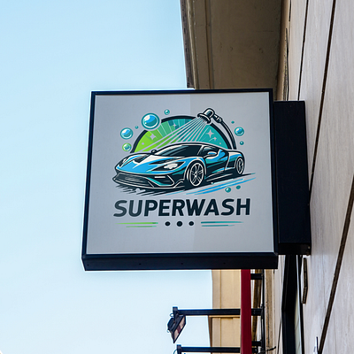 "Superwash Car Wash Logo" branding carwash carwash logo design inspiration graphic design logo logo art logo inspiration logodesign modern design professional logo