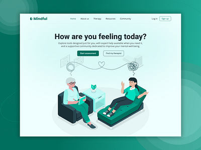 Mindful: Mental Health Website Landing Page UI/UX 2024 design trend dashboard designinspiration designthinking digitalwellness dribbble healthcaredesign hero page homepage landing page design latest design mental health website popular design serexperience trending ui uiux web design