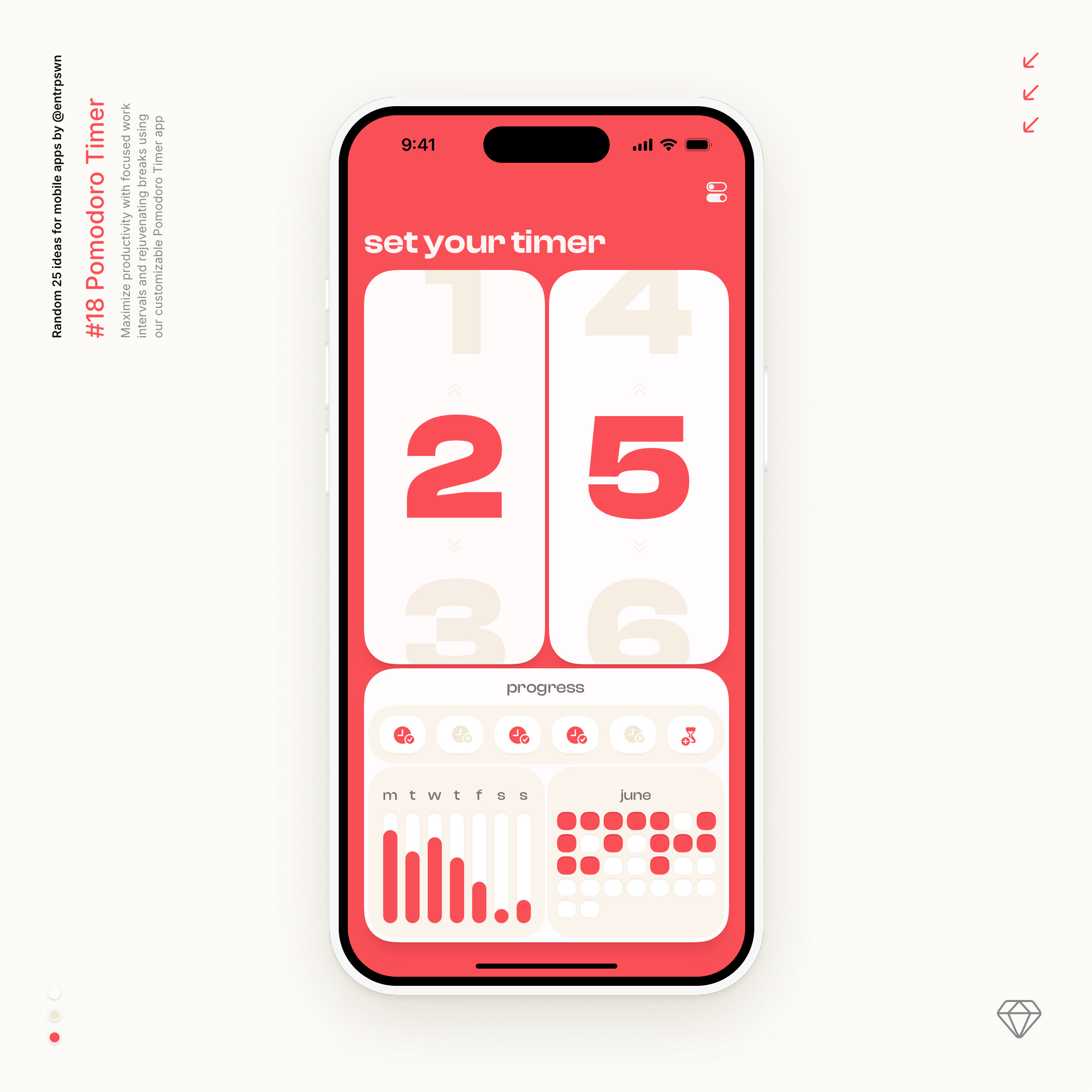 Pomodoro Timer app ios madewithsketch mobile pomodoro sketchapp ui