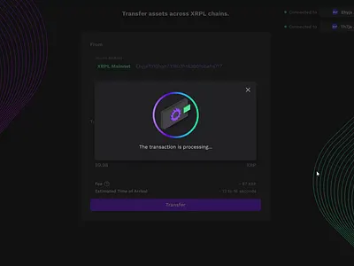 XRP Ledger Sidechain Crypto Wallet Animation animation blockchain clean color crypto design figma finance fintech graphic design illustration design loading loading animation processing animation product design ui ui ux user experience ux wallet ui