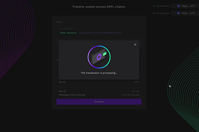 XRP Ledger Sidechain Crypto Wallet Animation animation blockchain clean color crypto design figma finance fintech graphic design illustration design loading loading animation processing animation product design ui ui ux user experience ux wallet ui