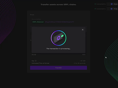 XRP Ledger Sidechain Crypto Wallet Animation animation blockchain clean color crypto design figma finance fintech graphic design illustration design loading loading animation processing animation product design ui ui ux user experience ux wallet ui