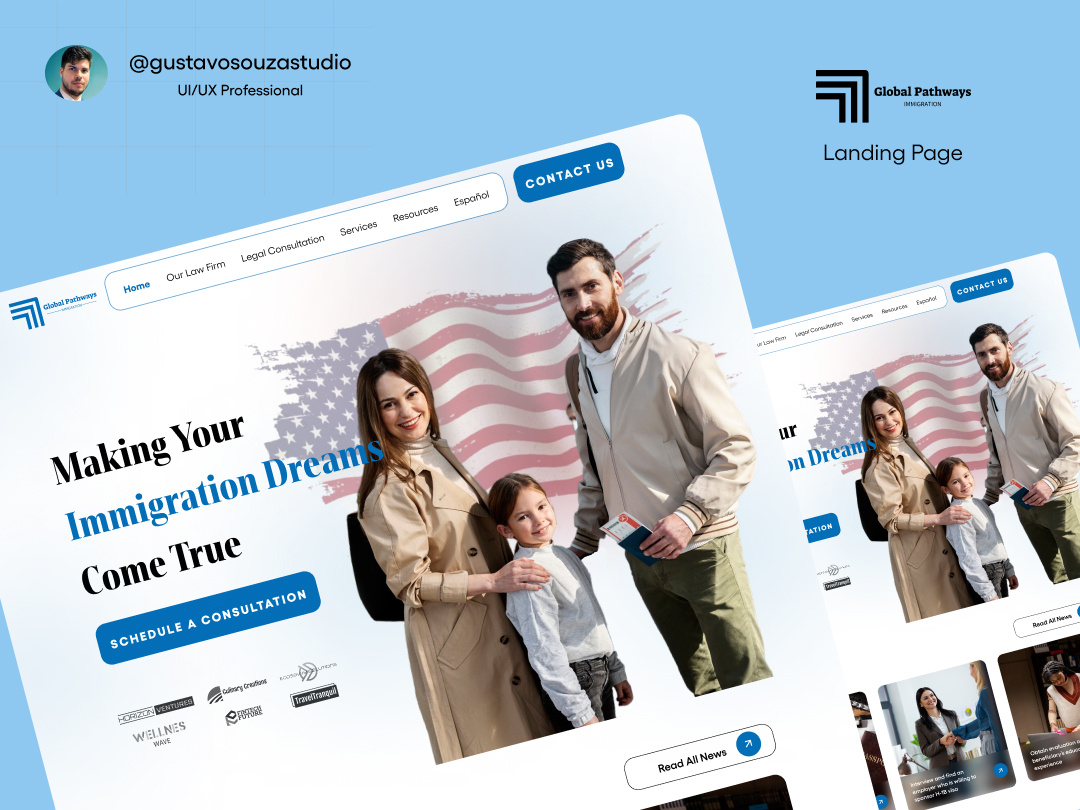 Immigration Firm Website UI/UX Landing Page by Gustavo Souza Studio on ...