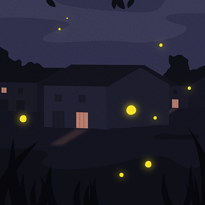 First Met with Fireflies fireflies illustration