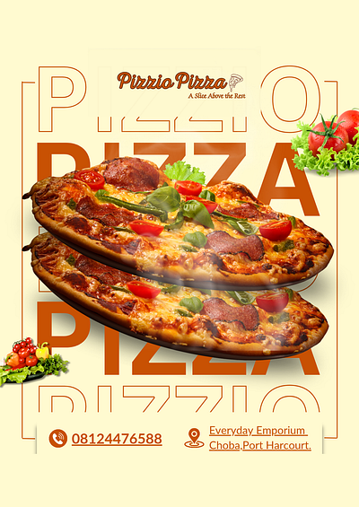 An Advertising Flyer for Pizzio pizza graphic design logo