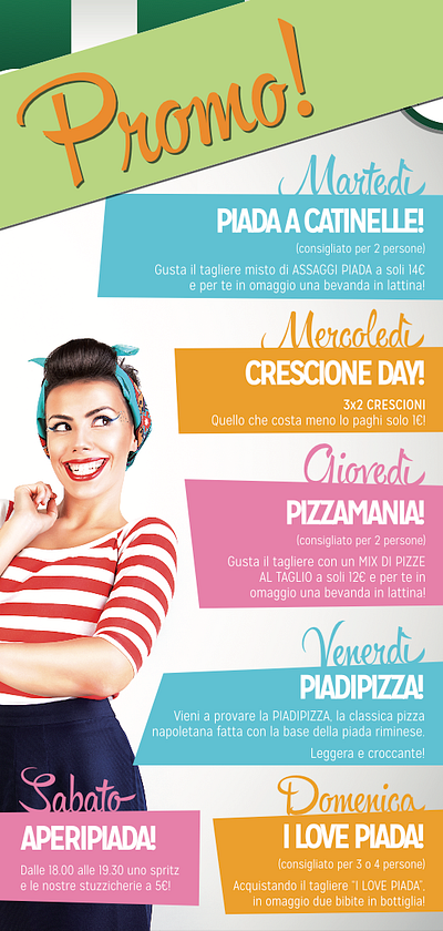 Effetto piada | Promotional and POP material for piadina shop adv graphic design pop