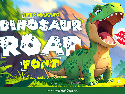 Dinosaur Roar Font by Beast Designer dino font dinosaur dinosaur roar font font fonts fonts by beast designer kids font playful font t rex t rex font typography