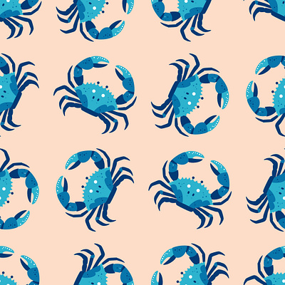 Underwater Postcard backdrop background blue crab creature crustacean design endless graphic design illustration marine nautical ocean orange sea seamless patter underwatter vector vector illustration wrapping paper