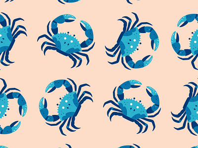 Underwater Postcard backdrop background blue crab creature crustacean design endless graphic design illustration marine nautical ocean orange sea seamless patter underwatter vector vector illustration wrapping paper