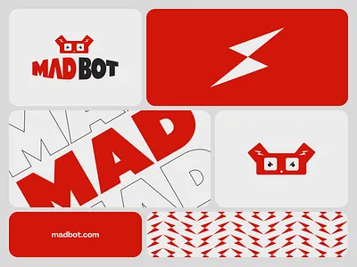 Mad Bot branding design gaming gaming studio graphic design illustration logo logo concept mad bot red typography vector white