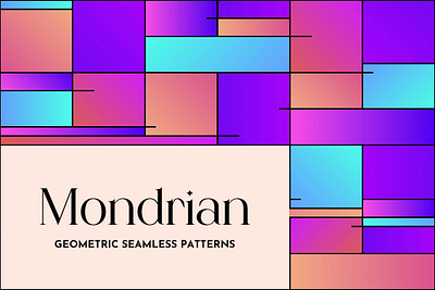 Mondrian - Gradient Geometric Seamless Patterns abstract background complex fileable geometric gradient illustration modern mondrian mosaic pattern patterns seamless seamless pattern square stroke tile wallpaper