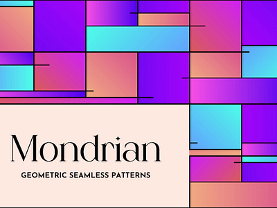 Mondrian - Gradient Geometric Seamless Patterns abstract background complex fileable geometric gradient illustration modern mondrian mosaic pattern patterns seamless seamless pattern square stroke tile wallpaper