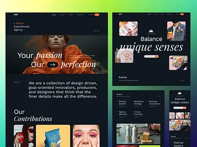 Avexa- Free one-page agency template design free template ui ux web