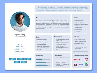 FinTech Startup Founder Persona design design thinking entrepreneur financial services financial technology fintech fintech persona fintech startup pen spark founder money management non technical user startup ui uiux design user centered design pen spark user friendly user persona user research ux viral