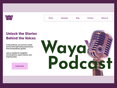 Podcast - Landing Page clean design digital design figma landing page marketing microfone minmal podcast product design responsive design thumbnail ui user centeric design ux vibrant voice web web design whitespace