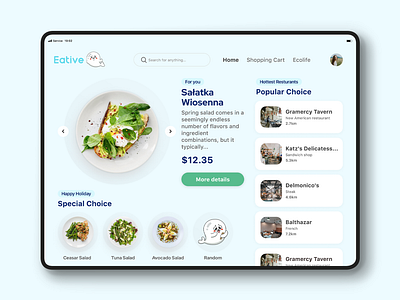 iPad Food Delivery App UI