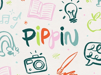 Pippin / Logo & Brand Design branding brush childrens brand family brand graphic design illustration kids lettering logo painted