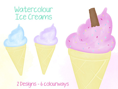 Watercolour Ice Creams ice creams ice lollies ice lolly mr whippy watercolour ice creams whippy ice cream
