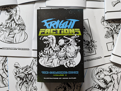 Fright Factions Coloring Book 2 bestiary cartoon character collectable fantasy horror monster sci fi space trading card