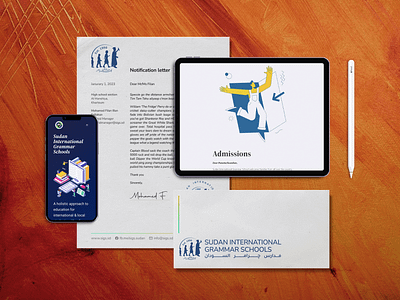 Rebranding, business portfolio — SIGS a4 blue and white branding business design envelope international school mockups paper portfolio rebranding school stationery sudan