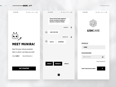AZOM CARE - app for maintenance and after sale services after sale app chat bot design maintenance services store ui