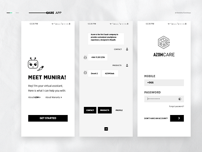AZOM CARE - app for maintenance and after sale services after sale app chat bot design maintenance services store ui