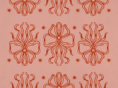 Bows bows coquette feminine illustration pink procreate red stars